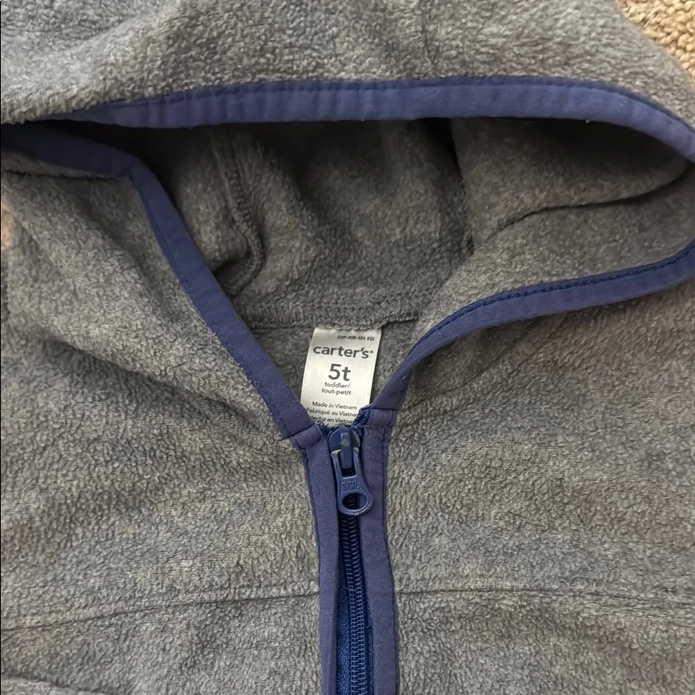 Gray Kids Hoodie with Blue Trim 5t